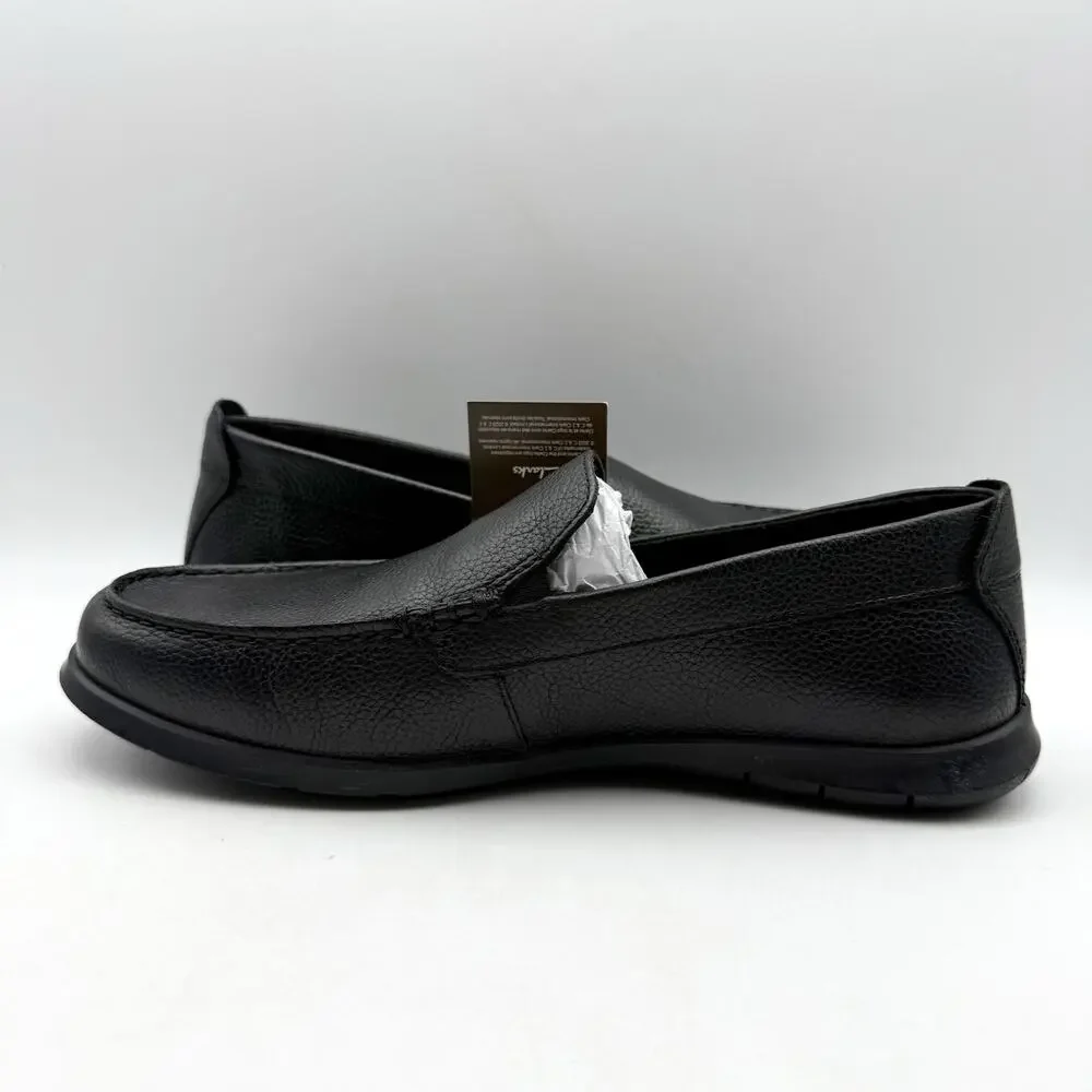 Clarks Mens Flexway Step Loafers LEFT 8 Wide RIGHT 7.5 Wide Black Leather EUC